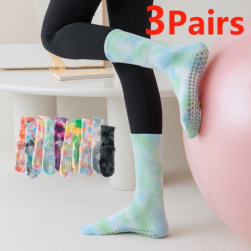 Pilates Yoga Hose - 여성용 3쌍 그라데이션 요가 양말, 미끄럼