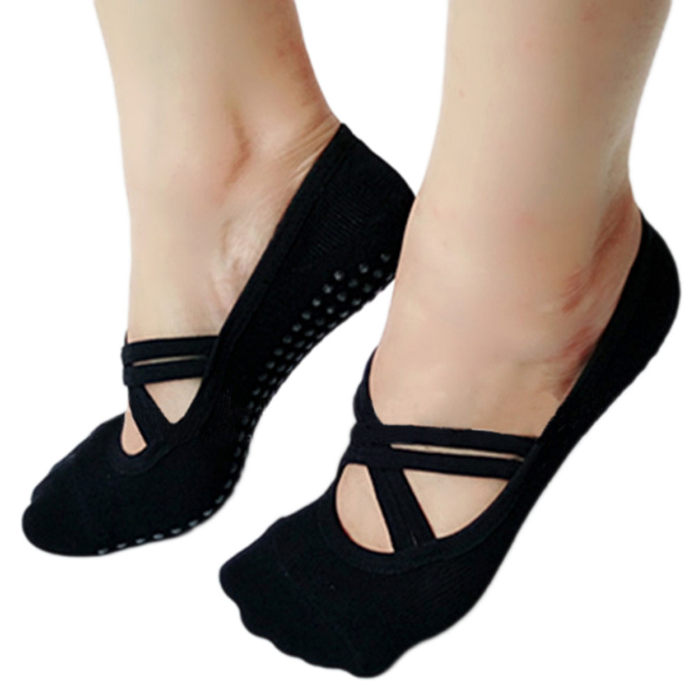 Pilates Yoga Grip Socks - 여성용 요가 양말 블랙 논슬립 필라테스