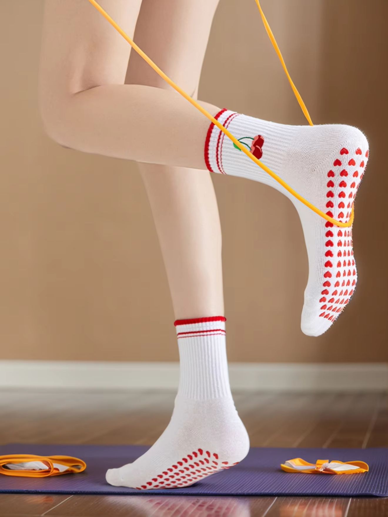 Pilates Is Yoga - 1쌍 크로스보더 전문 요가 양말, 면