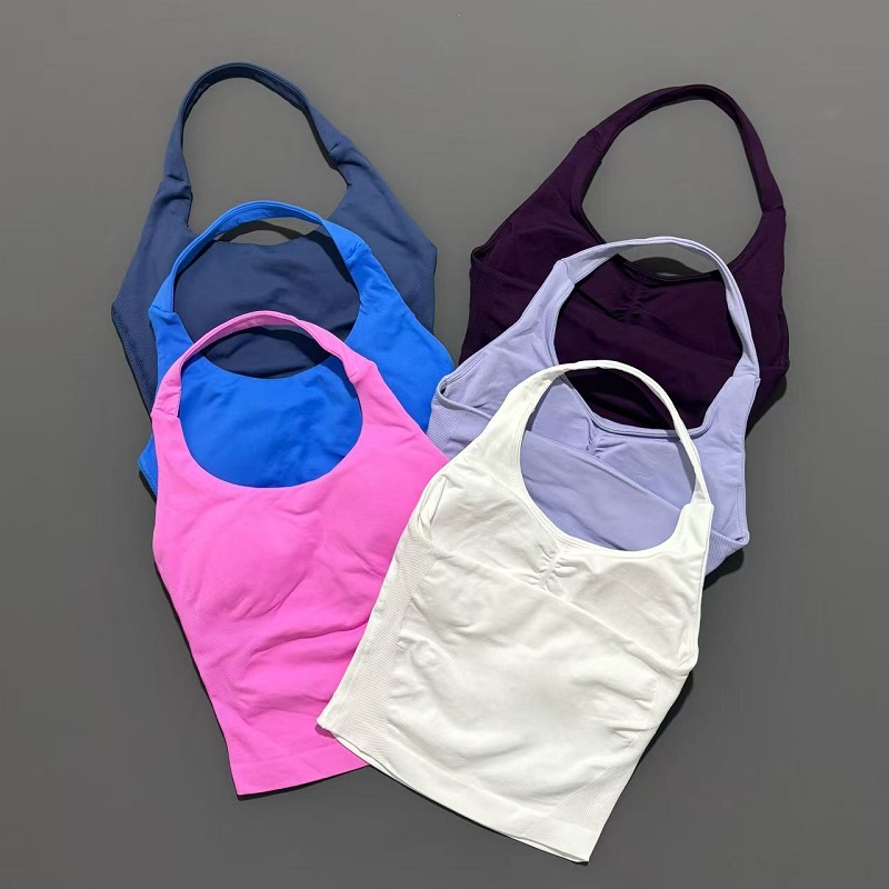여성용 짐 탱크탑 오픈백 스포츠 롱라인 홀터 부드러운  - Pilates Yoga Wear 리뷰 및 가격