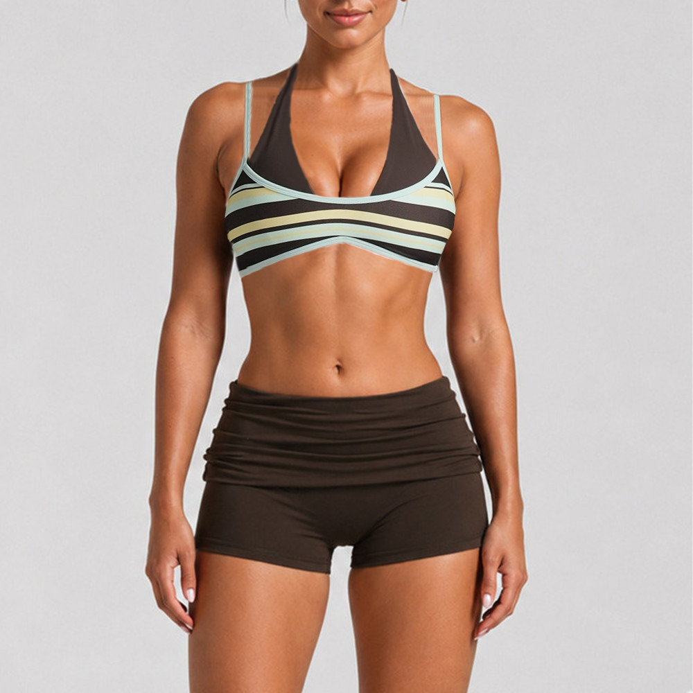 패드 여성용 블록 도트 홀터 더블 스트랩 요가 브라 스 - Pilates Yoga Wear 리뷰 및 가격