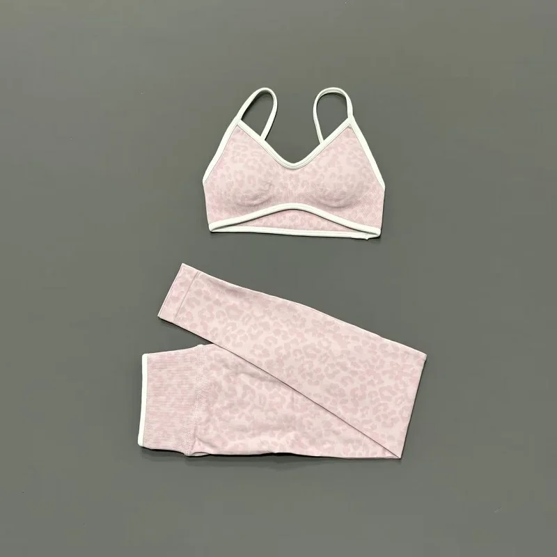 2피스 요가 세트 여성 레오파드 프린트 얇은 스트랩 스 - Pilates Yoga Fit 리뷰 및 가격